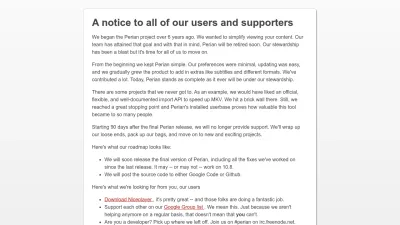 Screenshot preview of perian.org