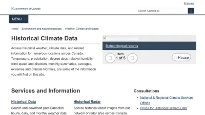 Screenshot preview of climate.weather.gc.ca