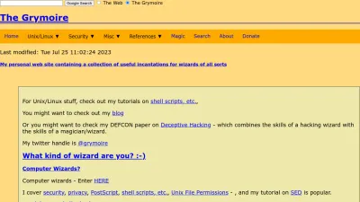 Screenshot preview of grymoire.com