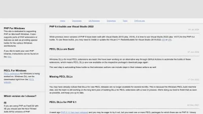 Screenshot preview of windows.php.net