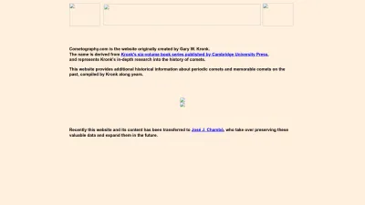 Screenshot preview of cometography.com