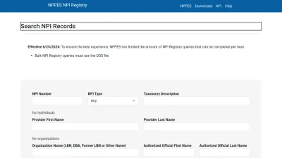 Screenshot preview of npiregistry.cms.hhs.gov