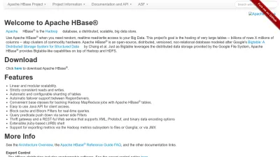 Screenshot preview of hbase.apache.org