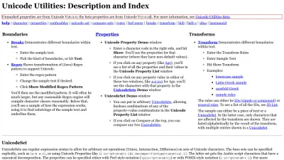 Screenshot preview of util.unicode.org