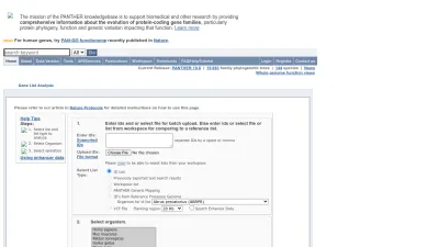 Screenshot preview of pantherdb.org