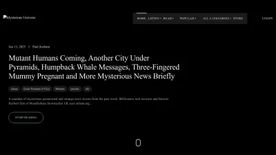 Screenshot preview of mysteriousuniverse.org