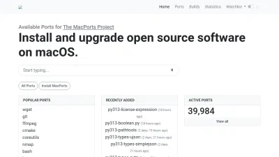 Screenshot preview of ports.macports.org