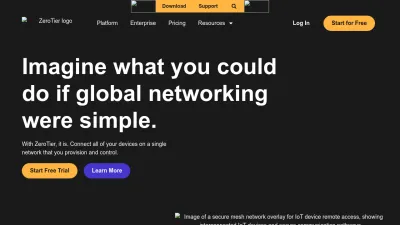 Screenshot preview of zerotier.com