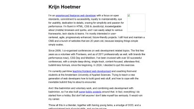 Screenshot preview of krijnhoetmer.nl