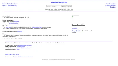 Screenshot preview of drudgereportarchives.com