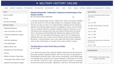 Screenshot preview of militaryhistoryonline.com