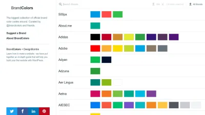 Screenshot preview of brandcolors.net