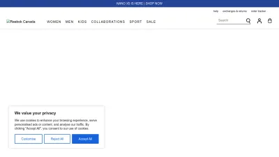 Screenshot preview of reebok.com