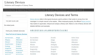 Screenshot preview of literarydevices.net