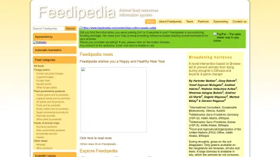 Screenshot preview of feedipedia.org
