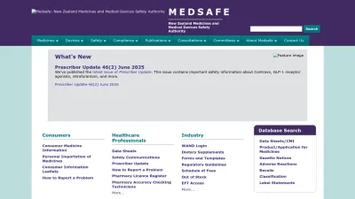 Screenshot preview of medsafe.govt.nz