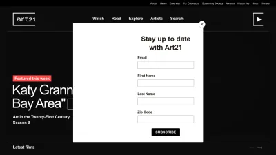 Screenshot preview of art21.org