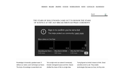 Screenshot preview of breakthroughprize.org