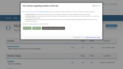 Screenshot preview of forums.mysql.com