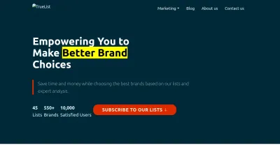 Screenshot preview of truelist.co