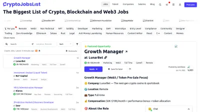 Screenshot preview of cryptojobslist.com