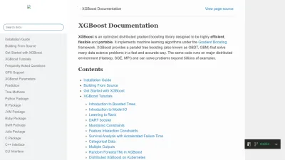 Screenshot preview of xgboost.readthedocs.io