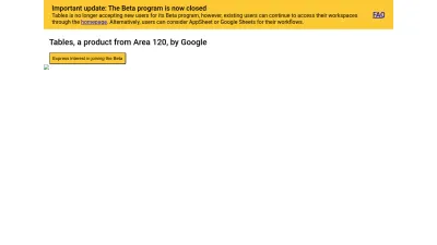 Screenshot preview of tables.area120.google.com