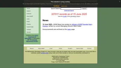 Screenshot preview of genealogy.ams.org
