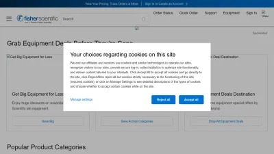 Screenshot preview of fishersci.com