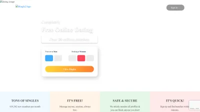 Screenshot preview of mingle2.com