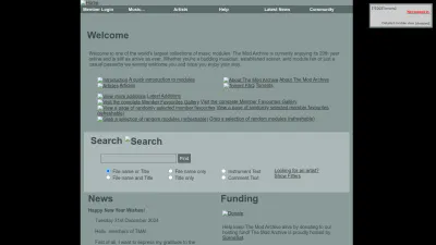 Screenshot preview of modarchive.org
