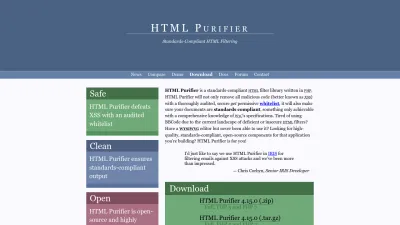 Screenshot preview of htmlpurifier.org