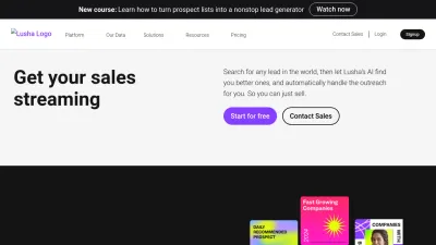 Screenshot preview of lusha.com