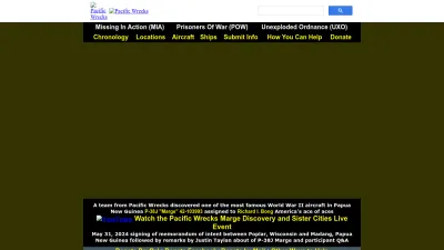 Screenshot preview of pacificwrecks.com