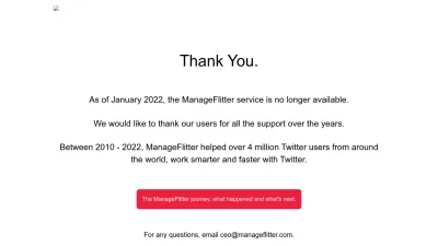 Screenshot preview of manageflitter.com