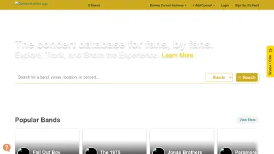 Screenshot preview of concertarchives.org