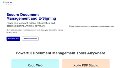 Screenshot preview of xodo.com