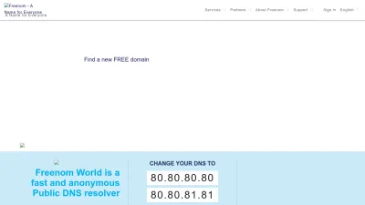 Screenshot preview of freenom.com