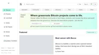 Screenshot preview of geyser.fund