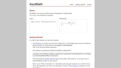 Screenshot preview of asciimath.org