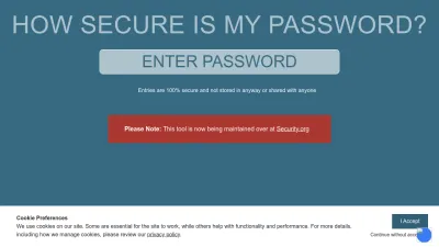 Screenshot preview of howsecureismypassword.net