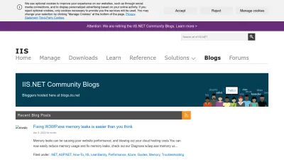 Screenshot preview of blogs.iis.net