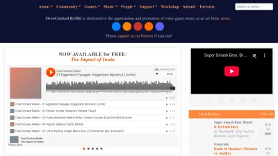 Screenshot preview of ocremix.org