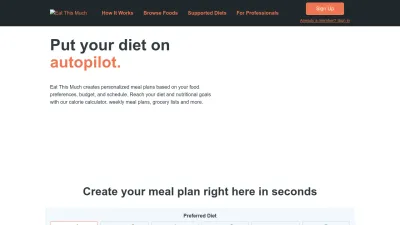 Screenshot preview of eatthismuch.com