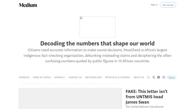 Screenshot preview of pesacheck.org