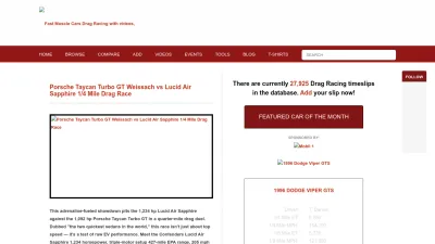 Screenshot preview of dragtimes.com