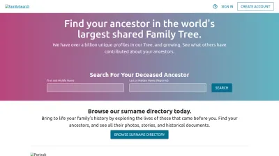 Screenshot preview of ancestors.familysearch.org