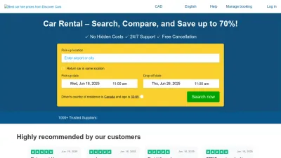 Screenshot preview of discovercars.com