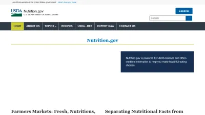 Screenshot preview of nutrition.gov