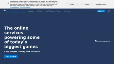 Screenshot preview of playfab.com